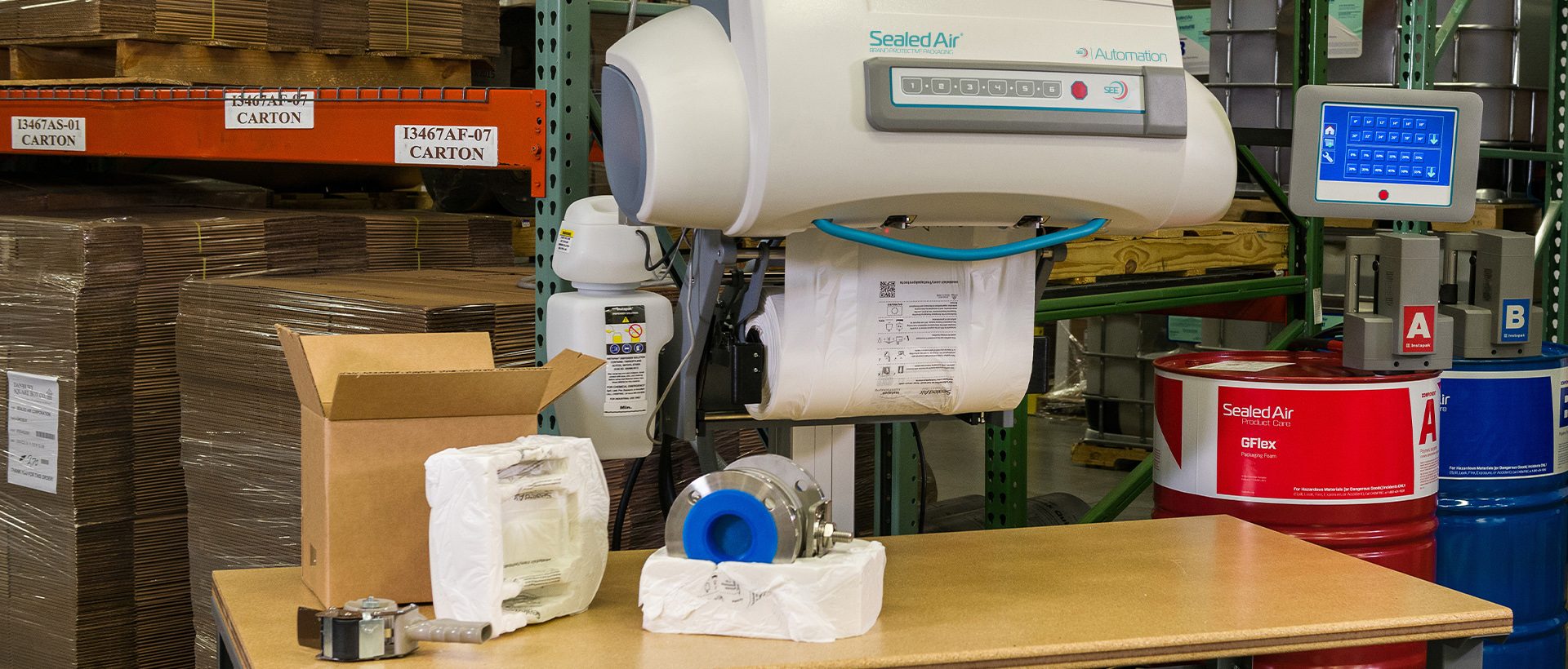 speedypacker foam packaging system on a table